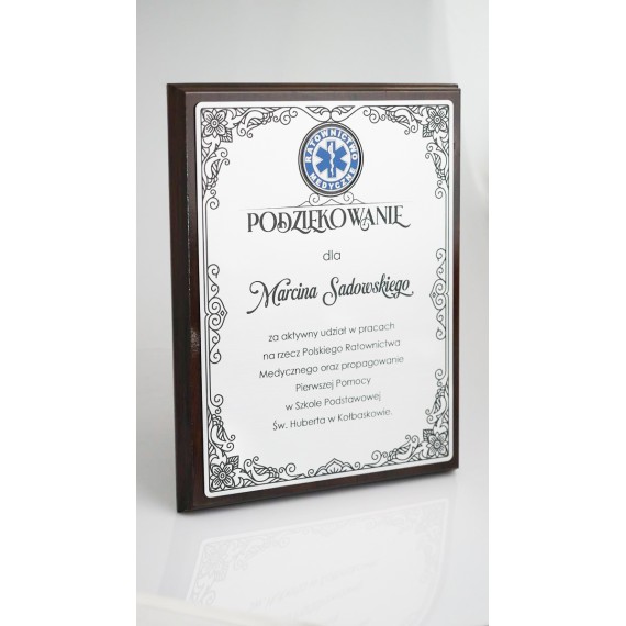 Dyplom na drewnie Ratownik Medyczny